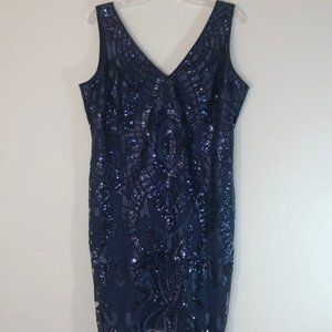 Nicole Miller Sequin Dress Black Cocktail Party Dressy SZ 14